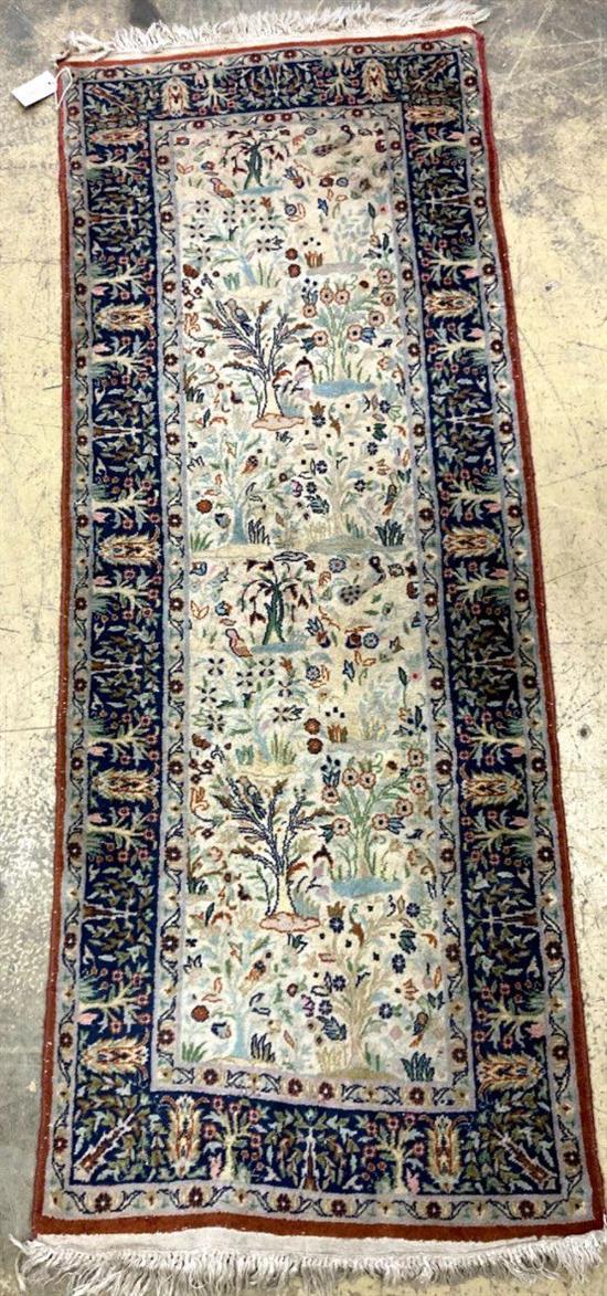 A small Qashqai red ground runner, 148 x 60cm and a cream ground runner, 165 x 66cm